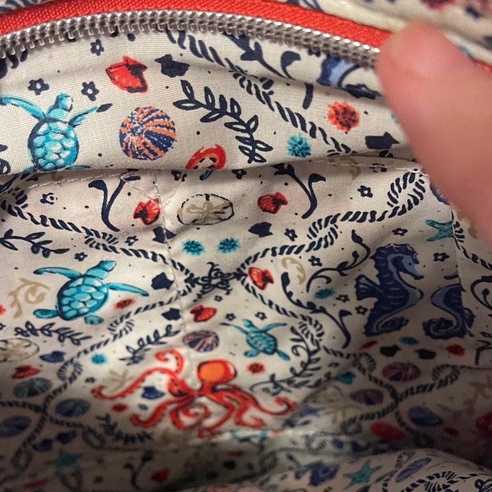 Vera Bradley Cream Crossbody with Coral, Navy & Teal Sea Life Print - Picture 6 of 10